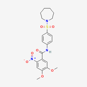 molecular formula C21H25N3O7S B4835830 N-[4-(1-azepanylsulfonyl)phenyl]-4,5-dimethoxy-2-nitrobenzamide 