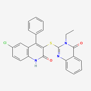 molecular formula C25H18ClN3O2S B4835865 2-[(6-chloro-2-oxo-4-phenyl-1,2-dihydro-3-quinolinyl)thio]-3-ethyl-4(3H)-quinazolinone 