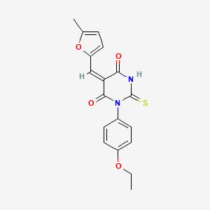 molecular formula C18H16N2O4S B4835903 1-(4-ethoxyphenyl)-5-[(5-methyl-2-furyl)methylene]-2-thioxodihydro-4,6(1H,5H)-pyrimidinedione 