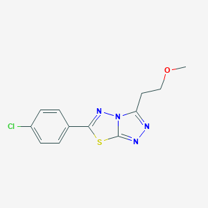 molecular formula C12H11ClN4OS B483600 2-[6-(4-Chlorophenyl)[1,2,4]triazolo[3,4-b][1,3,4]thiadiazol-3-yl]ethyl methyl ether CAS No. 892684-94-5