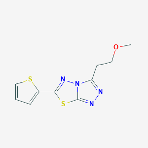 molecular formula C10H10N4OS2 B483604 3-(2-Methoxyethyl)-6-(thiophen-2-yl)[1,2,4]triazolo[3,4-b][1,3,4]thiadiazole CAS No. 892685-12-0