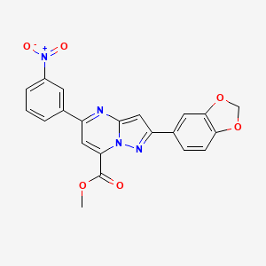 molecular formula C21H14N4O6 B4836059 methyl 2-(1,3-benzodioxol-5-yl)-5-(3-nitrophenyl)pyrazolo[1,5-a]pyrimidine-7-carboxylate 
