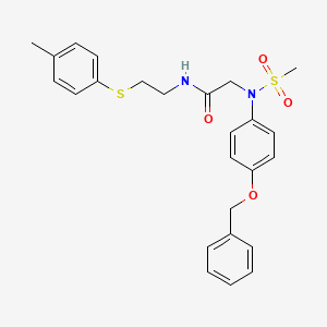 molecular formula C25H28N2O4S2 B4836084 N~2~-[4-(benzyloxy)phenyl]-N~1~-{2-[(4-methylphenyl)thio]ethyl}-N~2~-(methylsulfonyl)glycinamide 