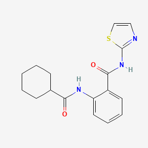 molecular formula C17H19N3O2S B4836129 2-[(cyclohexylcarbonyl)amino]-N-1,3-thiazol-2-ylbenzamide 