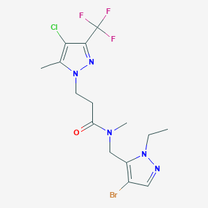molecular formula C15H18BrClF3N5O B4836157 N-[(4-bromo-1-ethyl-1H-pyrazol-5-yl)methyl]-3-[4-chloro-5-methyl-3-(trifluoromethyl)-1H-pyrazol-1-yl]-N-methylpropanamide 