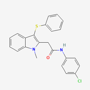 molecular formula C23H19ClN2OS B4836170 N-(4-chlorophenyl)-2-[1-methyl-3-(phenylthio)-1H-indol-2-yl]acetamide 