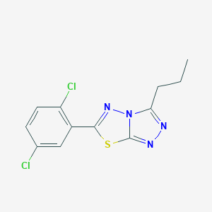 molecular formula C12H10Cl2N4S B483627 6-(2,5-Dichlorophenyl)-3-propyl[1,2,4]triazolo[3,4-b][1,3,4]thiadiazole CAS No. 892677-15-5