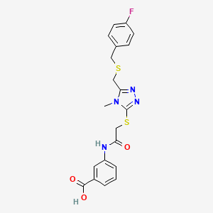 molecular formula C20H19FN4O3S2 B4836272 3-({[(5-{[(4-fluorobenzyl)thio]methyl}-4-methyl-4H-1,2,4-triazol-3-yl)thio]acetyl}amino)benzoic acid 