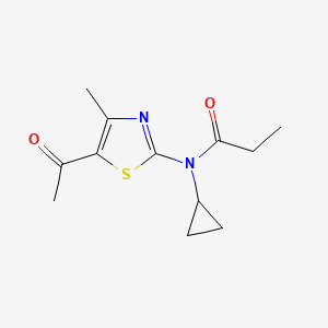 molecular formula C12H16N2O2S B4836278 N-(5-acetyl-4-methyl-1,3-thiazol-2-yl)-N-cyclopropylpropanamide 