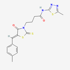 molecular formula C18H18N4O2S3 B4836297 4-[5-(4-methylbenzylidene)-4-oxo-2-thioxo-1,3-thiazolidin-3-yl]-N-(5-methyl-1,3,4-thiadiazol-2-yl)butanamide 