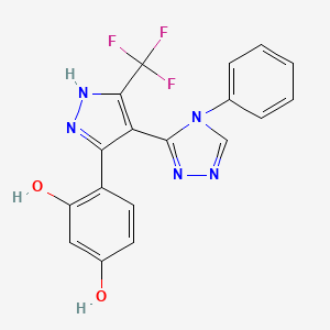 molecular formula C18H12F3N5O2 B4836301 4-[4-(4-phenyl-4H-1,2,4-triazol-3-yl)-5-(trifluoromethyl)-1H-pyrazol-3-yl]-1,3-benzenediol 