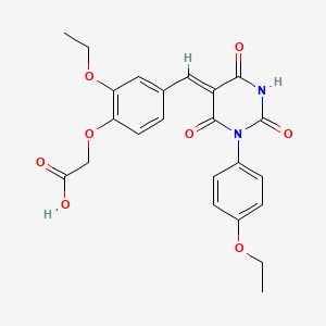 molecular formula C23H22N2O8 B4836311 (2-ethoxy-4-{[1-(4-ethoxyphenyl)-2,4,6-trioxotetrahydro-5(2H)-pyrimidinylidene]methyl}phenoxy)acetic acid 