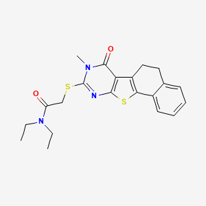molecular formula C21H23N3O2S2 B4836333 N,N-diethyl-2-[(8-methyl-7-oxo-5,6,7,8-tetrahydronaphtho[2',1':4,5]thieno[2,3-d]pyrimidin-9-yl)thio]acetamide 