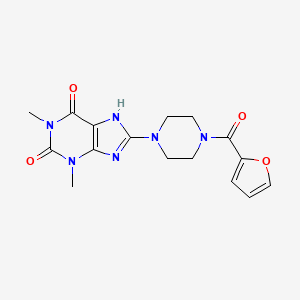 molecular formula C16H18N6O4 B4836353 8-[4-(2-furoyl)-1-piperazinyl]-1,3-dimethyl-3,7-dihydro-1H-purine-2,6-dione 