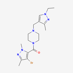 molecular formula C17H25BrN6O B4836381 1-[(4-bromo-1,3-dimethyl-1H-pyrazol-5-yl)carbonyl]-4-[(1-ethyl-3-methyl-1H-pyrazol-4-yl)methyl]piperazine 