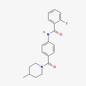 molecular formula C20H21FN2O2 B4836440 2-fluoro-N-{4-[(4-methyl-1-piperidinyl)carbonyl]phenyl}benzamide 