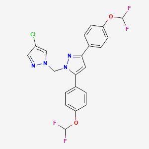 molecular formula C21H15ClF4N4O2 B4836459 1-[(4-chloro-1H-pyrazol-1-yl)methyl]-3,5-bis[4-(difluoromethoxy)phenyl]-1H-pyrazole 