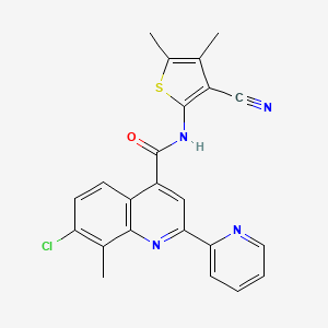 molecular formula C23H17ClN4OS B4836466 7-chloro-N-(3-cyano-4,5-dimethyl-2-thienyl)-8-methyl-2-(2-pyridinyl)-4-quinolinecarboxamide 