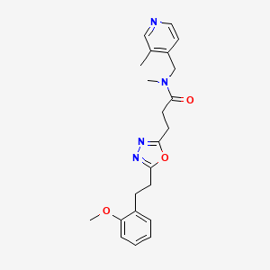 molecular formula C22H26N4O3 B4836467 3-{5-[2-(2-methoxyphenyl)ethyl]-1,3,4-oxadiazol-2-yl}-N-methyl-N-[(3-methyl-4-pyridinyl)methyl]propanamide 