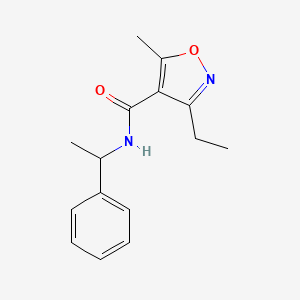 molecular formula C15H18N2O2 B4836493 3-ethyl-5-methyl-N-(1-phenylethyl)-4-isoxazolecarboxamide 