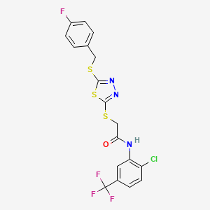 N-[2-chloro-5-(trifluoromethyl)phenyl]-2-({5-[(4-fluorobenzyl)thio]-1,3,4-thiadiazol-2-yl}thio)acetamide