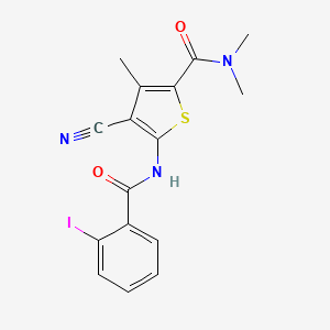 molecular formula C16H14IN3O2S B4836504 4-cyano-5-[(2-iodobenzoyl)amino]-N,N,3-trimethyl-2-thiophenecarboxamide 