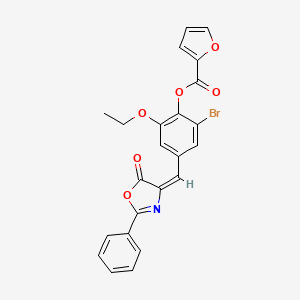 2-bromo-6-ethoxy-4-[(5-oxo-2-phenyl-1,3-oxazol-4(5H)-ylidene)methyl]phenyl 2-furoate