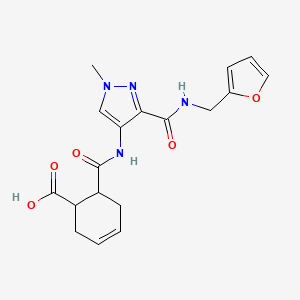 molecular formula C18H20N4O5 B4836519 6-{[(3-{[(2-furylmethyl)amino]carbonyl}-1-methyl-1H-pyrazol-4-yl)amino]carbonyl}-3-cyclohexene-1-carboxylic acid 