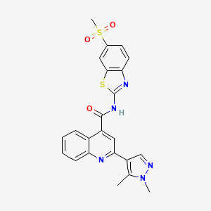 molecular formula C23H19N5O3S2 B4836546 2-(1,5-dimethyl-1H-pyrazol-4-yl)-N-[6-(methylsulfonyl)-1,3-benzothiazol-2-yl]-4-quinolinecarboxamide 
