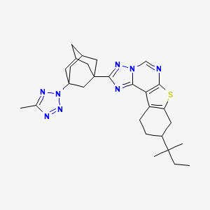 molecular formula C28H36N8S B4836578 9-(1,1-dimethylpropyl)-2-[3-(5-methyl-2H-tetrazol-2-yl)-1-adamantyl]-8,9,10,11-tetrahydro[1]benzothieno[3,2-e][1,2,4]triazolo[1,5-c]pyrimidine 