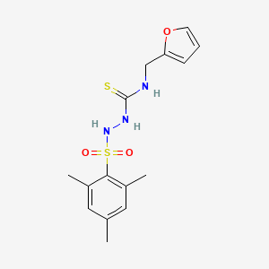 molecular formula C15H19N3O3S2 B4836582 N-(2-furylmethyl)-2-(mesitylsulfonyl)hydrazinecarbothioamide 