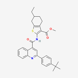 molecular formula C32H34N2O3S B4836587 methyl 2-({[2-(4-tert-butylphenyl)-4-quinolinyl]carbonyl}amino)-6-ethyl-4,5,6,7-tetrahydro-1-benzothiophene-3-carboxylate 