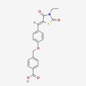 4-({4-[(3-ethyl-2,4-dioxo-1,3-thiazolidin-5-ylidene)methyl]phenoxy}methyl)benzoic acid