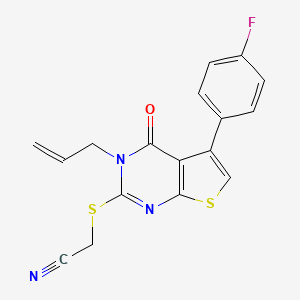 molecular formula C17H12FN3OS2 B4836613 {[3-allyl-5-(4-fluorophenyl)-4-oxo-3,4-dihydrothieno[2,3-d]pyrimidin-2-yl]thio}acetonitrile 