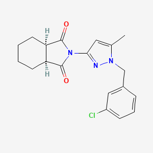 molecular formula C19H20ClN3O2 B4836627 (3aR,7aS)-2-[1-(3-chlorobenzyl)-5-methyl-1H-pyrazol-3-yl]hexahydro-1H-isoindole-1,3(2H)-dione 