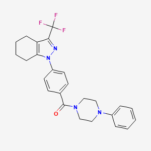 molecular formula C25H25F3N4O B4836671 1-{4-[(4-phenyl-1-piperazinyl)carbonyl]phenyl}-3-(trifluoromethyl)-4,5,6,7-tetrahydro-1H-indazole 