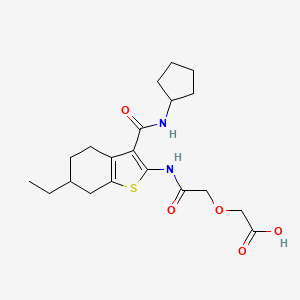 molecular formula C20H28N2O5S B4836676 [2-({3-[(cyclopentylamino)carbonyl]-6-ethyl-4,5,6,7-tetrahydro-1-benzothien-2-yl}amino)-2-oxoethoxy]acetic acid 