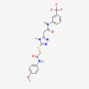 molecular formula C21H20F3N5O3S B4836701 2-[5-({2-[(4-methoxyphenyl)amino]-2-oxoethyl}thio)-4-methyl-4H-1,2,4-triazol-3-yl]-N-[3-(trifluoromethyl)phenyl]acetamide 