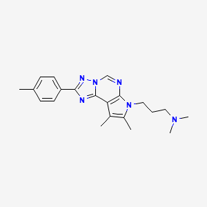 molecular formula C21H26N6 B4836710 3-[8,9-dimethyl-2-(4-methylphenyl)-7H-pyrrolo[3,2-e][1,2,4]triazolo[1,5-c]pyrimidin-7-yl]-N,N-dimethyl-1-propanamine 