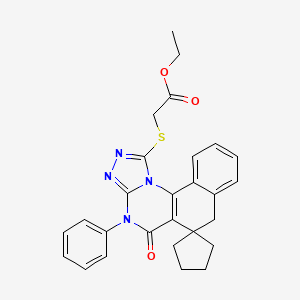 ethyl [(5-oxo-4-phenyl-5,7-dihydro-4H-spiro[benzo[h][1,2,4]triazolo[4,3-a]quinazoline-6,1'-cyclopentan]-1-yl)thio]acetate