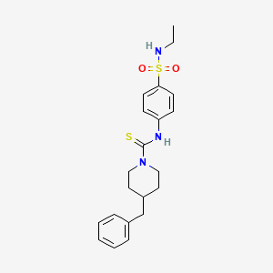 molecular formula C21H27N3O2S2 B4836724 4-benzyl-N-{4-[(ethylamino)sulfonyl]phenyl}-1-piperidinecarbothioamide 