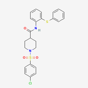 molecular formula C24H23ClN2O3S2 B4836735 1-[(4-chlorophenyl)sulfonyl]-N-[2-(phenylthio)phenyl]-4-piperidinecarboxamide 