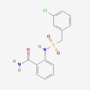 molecular formula C14H13ClN2O3S B4836770 2-{[(3-chlorobenzyl)sulfonyl]amino}benzamide 