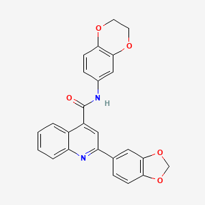 molecular formula C25H18N2O5 B4836815 2-(1,3-benzodioxol-5-yl)-N-(2,3-dihydro-1,4-benzodioxin-6-yl)-4-quinolinecarboxamide 
