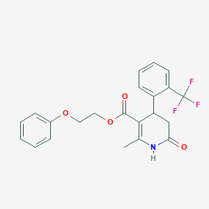 molecular formula C22H20F3NO4 B4836906 2-phenoxyethyl 2-methyl-6-oxo-4-[2-(trifluoromethyl)phenyl]-1,4,5,6-tetrahydro-3-pyridinecarboxylate 
