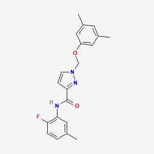molecular formula C20H20FN3O2 B4836913 1-[(3,5-dimethylphenoxy)methyl]-N-(2-fluoro-5-methylphenyl)-1H-pyrazole-3-carboxamide 