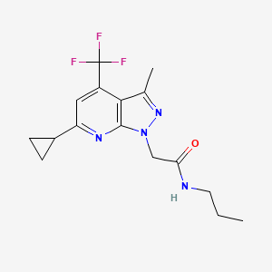 molecular formula C16H19F3N4O B4836948 2-[6-cyclopropyl-3-methyl-4-(trifluoromethyl)-1H-pyrazolo[3,4-b]pyridin-1-yl]-N-propylacetamide 