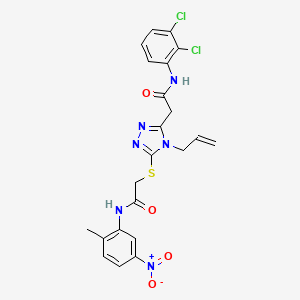 molecular formula C22H20Cl2N6O4S B4836959 2-[(4-allyl-5-{2-[(2,3-dichlorophenyl)amino]-2-oxoethyl}-4H-1,2,4-triazol-3-yl)thio]-N-(2-methyl-5-nitrophenyl)acetamide 
