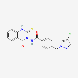 molecular formula C19H14ClN5O2S B4836968 4-[(4-chloro-1H-pyrazol-1-yl)methyl]-N-(2-mercapto-4-oxo-3(4H)-quinazolinyl)benzamide 