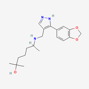 molecular formula C19H27N3O3 B4836985 6-({[3-(1,3-benzodioxol-5-yl)-1H-pyrazol-4-yl]methyl}amino)-2-methyl-2-heptanol 